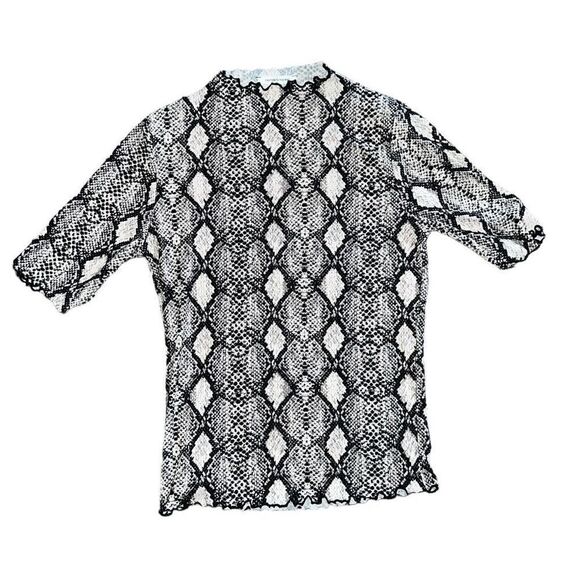 CAUTION TO THE WIND BLACK & White Snake Print High Neck Top Size Small - Picture 1 of 5